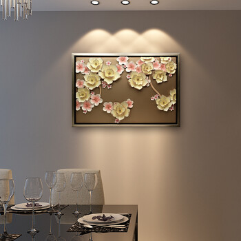 福雕家饰旗舰店现代装饰画客厅挂画有框画立体浮雕画壁画 馨香印 香槟色 48*70*1