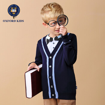 牛津大学童装 <em>男童</em>V领针织衫 儿童毛衣<em>男童针</em>