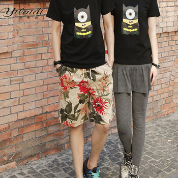 依莱迪 2014夏季新款男装<em>休闲流行</em>印花花<em>短裤</em>