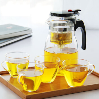 
                                        美斯尼玻璃茶具套装 过滤飘逸杯茶壶 一壶四杯一茶盘                