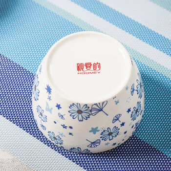  亲爱的(hoomey) 4.5寸韩式碗创意骨瓷碗米饭碗餐具套装礼品套碗6头