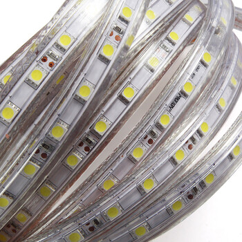 妙朗LED贴片灯带SMD5050/60珠吊顶灯带220V 买一送一 暖白光