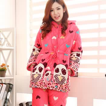 <em>朵</em>纷 冬季加厚<em>珊瑚绒</em>夹棉<em>睡衣</em>可爱卡通女士冬