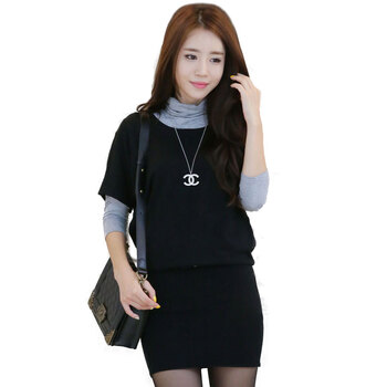 尚贵华2014春款春装新款<em>女高领</em>蝙蝠袖<em>毛衣</em>连