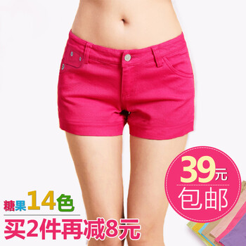 兰彻服饰2013新款女士休闲短裤夏女装修身休闲彩
