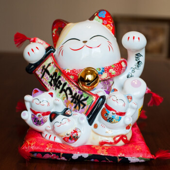 金石工坊 陶瓷创意摆件 招财猫 存钱罐 开业送礼 店铺招财 SC53418千客万来猫大号