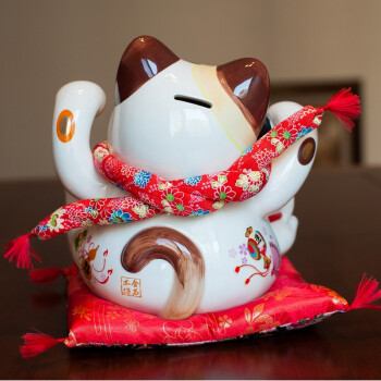 金石工坊 陶瓷创意摆件 招财猫 存钱罐 开业送礼 店铺招财 SC53418千客万来猫大号