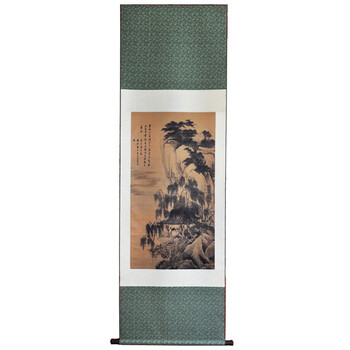 墨香阁 落霞孤鹜图 唐寅 唐伯虎 传世名画 丝印