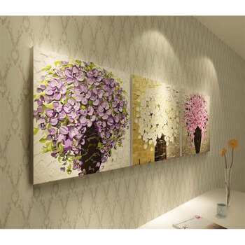 致景生活diy数字油画手绘画 客厅装饰画三拼50*50*3 花团锦簇
