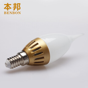 本邦(BENBON) led灯泡E14小螺口烛形玉兰泡 套装款 拉尾2.8w(五只装) 黄光
