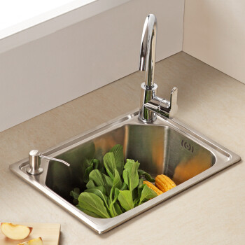 玺泽卫浴 厨房不锈钢水槽 一体成型单槽洗菜盆