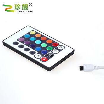 
                                        珍靓12V控制器RGB七彩 24键led 控制器 5050贴片灯带模组九灯100七彩控制器                