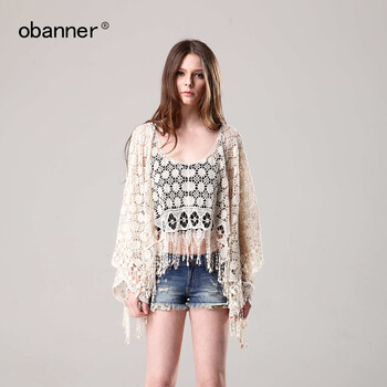 obanner2014春季新款针织<em>女毛衣外套</em>开衫镂空