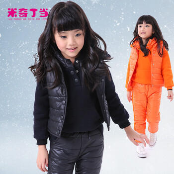 米奇丁当2014春装女童装女冬装套装加厚夹棉卫衣