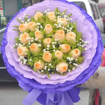 33朵香槟玫瑰花束 送<em>女友</em>送长辈送领导告白祝