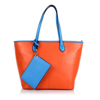 INNET\/茵奈儿2014春桔色PU革定型大容量手袋