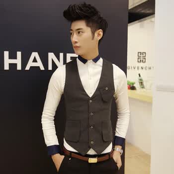 2014<em>春装</em>新款韩版<em>马甲男装</em>时尚修身男款背心