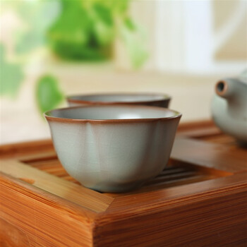阳光飞歌 汝窑茶具 一壶两杯小盛水旅行茶具套装 莲花杯D0002