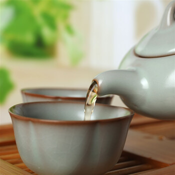 阳光飞歌 汝窑茶具 一壶两杯小盛水旅行茶具套装 莲花杯D0002