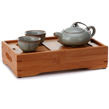 阳光飞歌 汝窑茶具 一壶两杯小盛水旅行茶具套装 莲花杯D0002