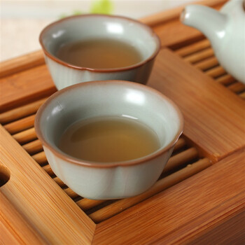 阳光飞歌 汝窑茶具 一壶两杯小盛水旅行茶具套装 莲花杯D0002