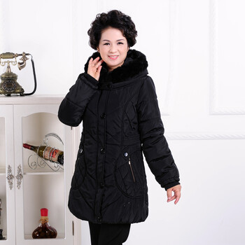 hanris瀚瑞 冬季女棉衣女士中长脱卸毛领棉服加