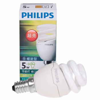 飞利浦Philips  全螺旋 节能灯 5W E14小螺口 暖白色 单支装 黄光
