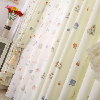 儿童房男孩女孩卧室窗帘米色蓝色儿童房窗帘男