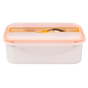 振兴 塑料带更双格饭盒 900ml 橙色 FH985
