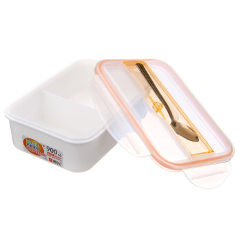 振兴 塑料带更双格饭盒 900ml 橙色 FH985