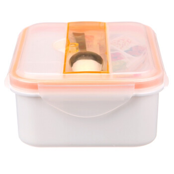 振兴 塑料带更双格饭盒 900ml 橙色 FH985