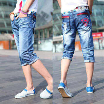 圣梵溪 2014夏装新款男士牛仔<em>七分裤潮男</em>夏季