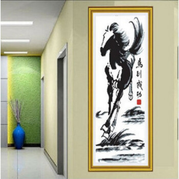 
                                                                                蒙娜丽莎十字绣马到成功精准印花八骏书房套件装新款客厅大幅画11CT棉线丝线印花 马到成功棉线精准印花                