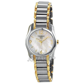 tissot 天梭 女士圆形金属表带石英手表 t0232102211700 珍珠贝母色