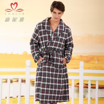 康妮雅秋冬<em>睡袍</em>专柜正品 经典<em>格子男士</em>夹棉加