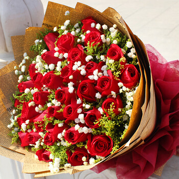 鹊缘33朵红玫瑰生日鲜花速递北京上海重庆广