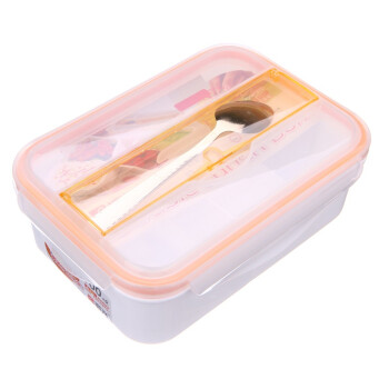 振兴 塑料带更双格饭盒 900ml 橙色 FH985