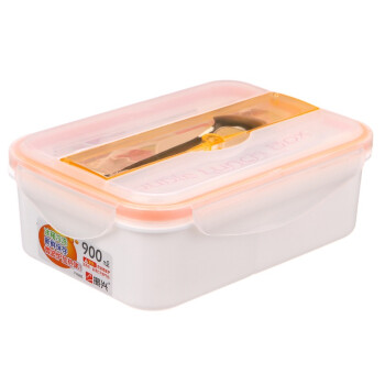 振兴 塑料带更双格饭盒 900ml 橙色 FH985