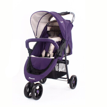 POUCH时尚婴儿推车避震可折叠可平躺三轮推车A30 紫色
