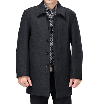 媚哥 中老年男装 毛呢子 男士呢大衣加大加肥 中
