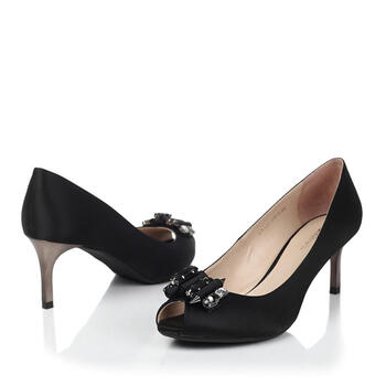 MILLIE'S\/妙丽黑白花布女皮凉鞋LXV02AU4春