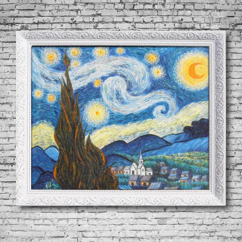 梵高 星空 星月夜 纯手绘油画 现代抽象简约无框