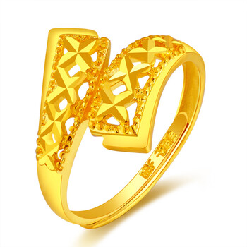 千禧之星999千足金黄金女戒指携手相依送爱人约4