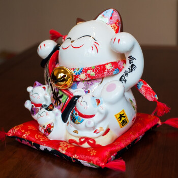 金石工坊 陶瓷创意摆件 招财猫 存钱罐 开业送礼 店铺招财 SC53418千客万来猫大号