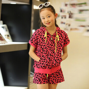 朱阿姨 2014夏装新款大女童斑马休闲<em>套装短裤</em>