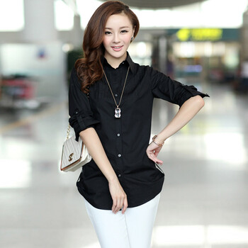 新款ONLY 长款长袖衬衫 赠送项链 黑色 Gowin