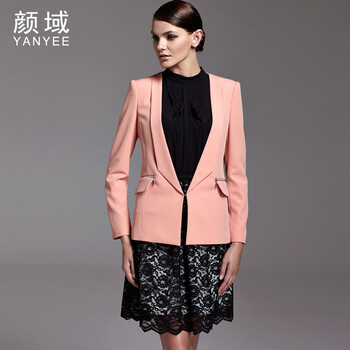 颜域2013秋装新款女装欧美大牌范修身小西服外套