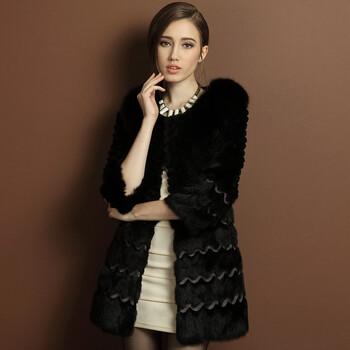 <em>岚爵</em> 2014<em>新款皮草外套</em>女 狐狸毛领 优质兔毛 