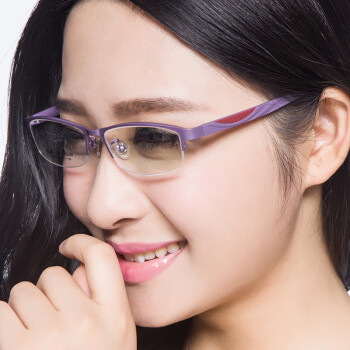 爱视杰眼镜架 女纯钛超轻时尚近视眼镜框女款3533 浅紫色 配镜(1.