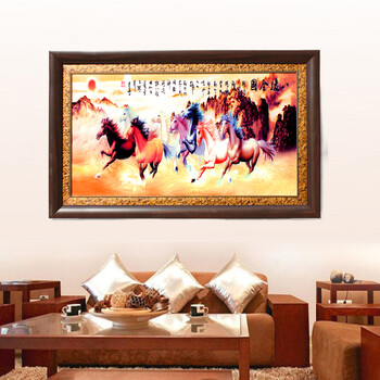 
                                        欢畅景德镇瓷板装饰画中堂客厅挂画装饰 八骏图粉彩瓷板画                 